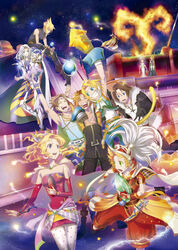  6+boys amatari_sukuzakki armor bartz_klauser blonde_hair blue_eyes boots bow breasts brown_hair cape cecil_harvey cloud_strife commentary_request company_connection cosmos_(dff) crossover detached_sleeves dissidia_final_fantasy dress earrings elbow_gloves final_fantasy final_fantasy_5 final_fantasy_i final_fantasy_ii final_fantasy_iii final_fantasy_iv final_fantasy_ix final_fantasy_vi final_fantasy_vii final_fantasy_viii final_fantasy_x fingerless_gloves firion gloves green_eyes highres in-franchise_crossover jewelry long_hair monkey_tail multiple_boys necklace onion_knight open_mouth pantyhose ponytail scar short_hair sleeveless sleeveless_turtleneck small_breasts smile spiked_hair squall_leonhart square_enix suspenders tail terra_branford tidus turtleneck warrior_of_light_(ff1) white_hair zidane_tribal 