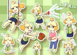  848siba alternative_clothes black_eyes blonde_hair canine doubutsu_no_mori female furry glasses nintendo shizue_(doubutsu_no_mori) short_hair sleeping solo tripping 