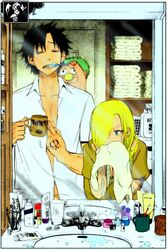  baby_be&#039;el beelzebub_(manga) blonde_hair hildegarda oga_tatsumi toothbrush towel 