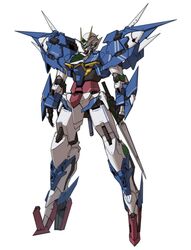  absurdres cunkou_mangren gn_drive green_eyes gundam gundam_00_sky gundam_build_divers highres holstered looking_down mecha no_humans open_hands robot science_fiction solo v-fin white_background 