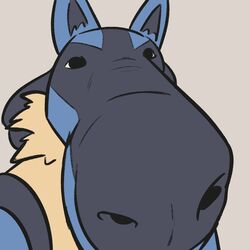  1:1 advos ambiguous_gender big_nose big_nostrils blue_body blue_fur canid canine close-up digital_media_(artwork) do_it_stink feral front_view fur generation_4_pokemon hi_res icon lol_comments looking_at_viewer lucario mammal meme nintendo pokemon pokemon_(species) reaction_image redraw simple_background solo 