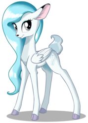  alpha_channel blue_hair cervyderia_deer cloven_hooves deer feathered_wings feathers female feral fur grey_eyes hair hasbro hi_res hooves mammal my_little_pony peryton simple_background sirzi smile solo standing transparent_background white_body white_fur wings 