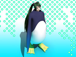  3d animal_costume bird calne_ca cosplay deino green_hair hatsune_miku hatsune_miku_(cosplay) karune_calcium maeda_koutarou penguin penguin_costume penguin_suit twintails vocaloid 