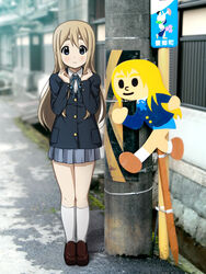  blonde_hair blue_eyes c: commentary_request female full_body k-on! kotobuki_tsumugi light_blush long_hair photo_background photoshop_(medium) ryunnu smile solo standing tobidashi-bouya 