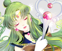  bad_id bad_pixiv_id bishoujo_senshi_sailor_moon black_choker bow brown_bow choker closed_eyes commentary_request dated earrings female garnet_rod gloves green_hair hair_bun heart_wand holding holding_staff jewelry lipstick long_hair magical_girl makeup meiou_setsuna ribbon sailor_collar sailor_moon_musical sailor_pluto sailor_senshi_uniform signature single_hair_bun solo staff tiara white_gloves yukinami_(paru26i) 