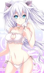  animal_ears aqua_eyes bad_id bad_pixiv_id bell black_heart_(neptunia) blush breasts cat_cutout cat_ear_panties cat_ears cat_girl cat_lingerie cleavage cleavage_cutout clothing_cutout collar crossed_bangs female hinano jingle_bell long_hair looking_at_viewer medium_breasts meme_attire midriff navel neck_bell neptune_(series) panties power_symbol power_symbol-shaped_pupils ribbon side-tie_panties smile solo symbol-shaped_pupils twintails underwear very_long_hair white_hair white_panties 