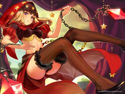  ass blonde_hair chains garter headdress odin_sphere purple_eyes shirabi_(life-is-free) stars thighhighs velvet_(odin_sphere) watermark 