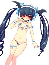  arm_ribbon bad_id bad_pixiv_id bat_wings bikini black_bikini black_hair blush body_blush bow bow_bikini breasts choker demon_girl drill_hair dutch_angle emil_chronicle_online feet_out_of_frame female frilled_bikini frills front-tie_bikini_top front-tie_top groin hairband hairbow head_wings knees_together_feet_apart leg_ribbon light_smile lolita_hairband long_hair looking_at_viewer lowleg lowleg_bikini masaki_(lemegeton36133) mephistopheles_lore micro_bikini nail_polish navel plaid pointy_ears red_eyes ribbon skindentation slit_pupils small_breasts smile solo standing string_bikini swimsuit thigh_gap thigh_ribbon twin_drills twintails v very_long_hair white_background white_bikini wings wrist_cuffs 