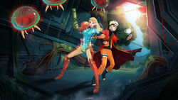  1boy arm_cannon artist_name artistic_error bad_deviantart_id bad_id battle blonde_hair blue_eyes boots breasts crossover doorway energy energy_ball facial_mark female forehead_protector grass konohagakure_symbol lens_flare long_hair medium_breasts metroid metroid_(creature) naruto_(series) naruto_shippuuden photoshop_(medium) rasengan roguetwo samus_aran science_fiction sennin_mode sunlight toeless_footwear tree uzumaki_naruto varia_suit weapon whisker_markings yellow_eyes zero_suit 