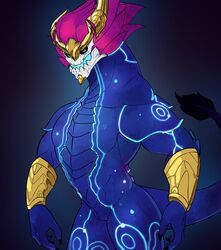  anthro asian_mythology aurelion_sol_(lol) dragon east_asian_mythology eastern_dragon featureless_crotch hair hi_res league_of_legends male muscular muscular_anthro muscular_male mythological_creature mythological_scalie mythology nude pecs riot_games scalie simple_background solo tail tencent warwickislovely 