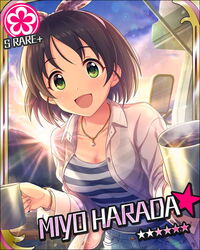  black_hair bow bracelet character_name coffee coffee_mug cup denim denim_shorts dress_shirt female giving green_eyes hairbow harada_miyo holding holding_cup idolmaster idolmaster_cinderella_girls jewelry lens_flare looking_at_viewer motor_vehicle mountain mountaintop mug necklace official_art open_mouth recreational_vehicle see-through shirt short_hair shorts side-view_mirror smile solo striped_tank_top sunlight sunrise table tank_top unbuttoned unbuttoned_shirt white_shirt 