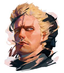  1boy blonde_hair blue_eyes boku_no_hero_academia cigarette cropped_shoulders facial_hair frown highres jinhallz looking_at_viewer male_focus multiple_persona portrait short_hair simple_background smoking solo stubble twice_(boku_no_hero_academia) white_background 