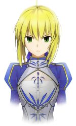  ahoge armor artoria_pendragon_(fate) bad_id bad_pixiv_id blonde_hair breastplate dress dual_persona fate/stay_night fate_(series) female green_eyes hair_ribbon puffy_sleeves ribbon saber_(fate) takashiro_(takashiro_factory) translucent upper_body 