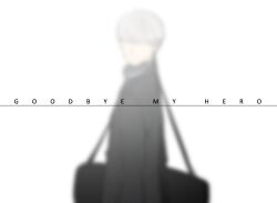  1boy bowl_cut commentary english_text goodbye grey_hair jacket looking_back luggage male_focus narukami_yuu persona persona_4 photoshop_(medium) saeuchobab school_uniform solo standing text_focus 