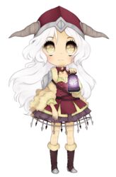  animated animated blinking boots borrowed_character cecilia_(acerailgun) chibi commentary commission dress english_commentary female full_body fur_trim hat horns jewelry lantern long_hair original pendant sereruu solo transparent_background very_long_hair white_hair yellow_eyes 