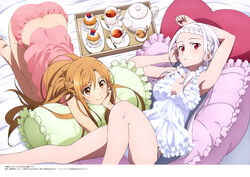  asuna_(sword_art_online) cleavage kondou_natsuko pajama pantsu sword_art_online yuna_(sword_art_online) 