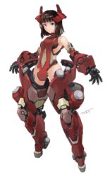  absurdres commentary_request female full_body headgear highres karamas mecha_musume military original signature simple_background solo white_background 