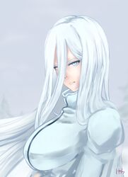  anastasia_nikolaevna_romanova anastasia_romanov blue_eyes breasts dress drifters female large_breasts long_hair snow white_hair 