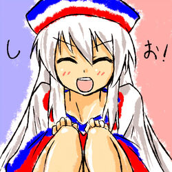  bad_id bad_pixiv_id ex_hien female hakata-san hakata_no_shio hat lowres naked_poncho original poncho solo sombrero translated white_hair 