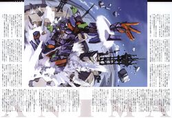  absurdres blue_sky building clenched_hand cloud copyright_name debris destruction eva_01 eva_01_stage_3_super evangelion_(mecha) evangelion_stage_2_specification highres horns looking_to_the_side mecha mecha_focus mechanical_horns neon_genesis_evangelion neon_genesis_evangelion_anima no_humans outstretched_arm photoshop_(medium) robot science_fiction single_horn sky smoke sonic_boom_(speed) source_request translation_request upper_body visible_air yamashita_ikuto 