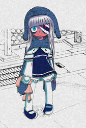  :&lt; anorak antan blood bloomers commentary_request doll female gloves glowing glowing_eye highres hood original pantyhose ribbon-trimmed_bloomers ribbon_trim skirt solo zombie 