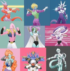  6+boys \m/ alternate_form android burter commentary_request cooler_(dragon_ball) dragon_ball dragon_ball_z dual_persona fabulous female fifth_form_(dragon_ball) frieza janemba jeice majin_buu meta-cooler metamoran_vest multiple_boys salza shiemasu standing super_buu tail zangya zarbon 