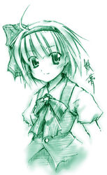  bad_id bad_pixiv_id character_name female green_theme konpaku_youmu mei_(artist) monochrome solo touhou 