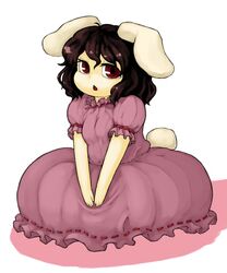  animal_ears black_hair commentary_request female inaba_tewi rabbit_ears red_eyes short_hair solo touhou yoshino_norihito 