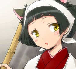  animal_ears black_hair bob_cut cat_ears dorm_leader female hairu lowres maria_holic short_hair solo yellow_eyes 