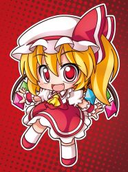  ascot bad_id bad_pixiv_id crystal female flandre_scarlet hat hat_ribbon oerba_yun_fang open_mouth photoshop_(medium) red_eyes ribbon shinjitsu side_ponytail solo touhou wings wrist_cuffs 