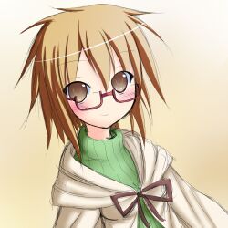  aussa brown_eyes brown_hair duel_monster glasses short_hair turtleneck yu-gi-oh! yuu-gi-ou_duel_monsters 