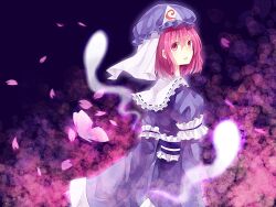  aa386993338 bad_id bad_pixiv_id bug butterfly female hat hitodama long_sleeves pink_eyes pink_hair saigyouji_yuyuko short_hair solo touhou transparent triangular_headpiece wide_sleeves 