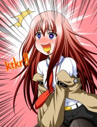  :d ^^^ bad_id bad_nicoseiga_id belt blue_eyes blush emphasis_lines excited female heart heart-shaped_pupils long_hair long_sleeves makise_kurisu necktie open_mouth pantyhose photoshop_(medium) pink_background red_hair red_necktie shorts smile solo steins;gate symbol-shaped_pupils tongue yua_(checkmate) 