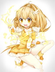  :d bad_id bad_pixiv_id blonde_hair bow cure_peace female hair_flaps highres long_hair open_mouth precure skirt smile smile_precure solo umeno yayoi_kise yellow_bow yellow_eyes yellow_skirt yellow_theme 