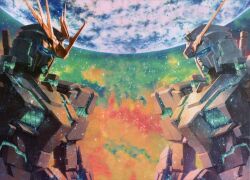  banshee clouds mecha mobile_suit_gundam planet sky 