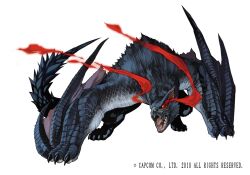  commentary_request fuse_ryuuta glowing glowing_eyes monster monster_hunter_(series) nargacuga no_humans photoshop_(medium) red_eyes simple_background white_background 