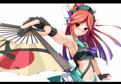  blush breasts eto fan long_hair navel phantasy_star_online quna_(pso2) red_eyes red_hair 