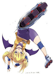  :d arcana_heart armpits arms_up bad_id bad_twitter_id bat_wings bike_shorts blonde_hair blue_eyes clenched_hand collar crotch dated demon_girl earrings elbow_pads female fingerless_gloves flat_chest floating_hair foreshortening glint gloves hair_between_eyes inactive_account inline_skates jewelry jpeg_artifacts kiya_shii knee_pads kneepits lilica_felchenerow looking_at_viewer midriff motion_blur oerba_yun_fang open_clothes open_mouth open_shirt pointy_ears roller_skates scrunchie shirt short_hair short_twintails signature simple_background skates sleeveless smile solo sports_bra spread_legs twintails unzipped upside-down white_background wings zipper 