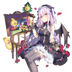  bat_wings binoculars bird black_wings blush cross cross_earrings dress earrings female flower guard_rail hairband jewelry light_purple_hair lolita_hairband long_hair looking_at_viewer lorgnette miss_barbara official_art opera_glasses petals pointy_ears purple_eyes rie_(reverie) rose rose_petals sleeveless sleeveless_dress smile solo spider_web_print theater thighhighs transparent_background two_side_up uchi_no_hime-sama_ga_ichiban_kawaii wings wrist_cuffs 