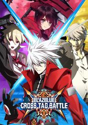  3boys blazblue blazblue:_cross_tag_battle blonde_hair commentary_request crescent_rose ein_lee female grey_hair heterochromia katana kido_hyde mori_toshimichi multiple_boys narukami_yuu official_art persona persona_4 ragna_the_bloodedge red_hair ruby_rose rwby scythe soejima_shigenori sword under_night_in-birth weapon white_hair yoshihara_seiichi 