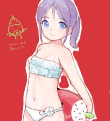  bad_drawr_id bad_id bikini female higebu inazuma_eleven inazuma_eleven_(series) kudou_fuyuka navel oekaki ponytail purple_eyes purple_hair smile solo swimsuit tankini 