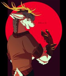  abstract_background blood bodily_fluids deer digital_media_(artwork) gore leo-ravioleo looking_at_viewer male mammal simple_background solo 