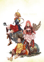  96neko_mtm armor bad_id bad_pixiv_id breasts female final_fantasy final_fantasy_tactics final_fantasy_tactics_advance green_eyes hair_ornament hairclip highres long_hair marche_radiuju mewt_randell pink_hair ritz_malheur skirt small_breasts thighhighs 