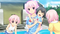  blush breasts character_request children closed_eyes game_cg hair_ornament highres koutaro lolicon open_mouth pink_eyes pink_hair short_hair takara_ichiko tropical_kiss tropical_vacation twinkle_(company) twinkle_soft 