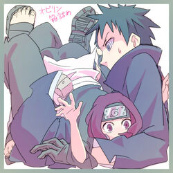  age_difference ass black_hair brown_hair confused couple cowgirl_position forehead_protector gloves kajicka naruto naruto_shippuuden nohara_rin rinnegan sandals sculpin sweatdrop uchiha_obito 