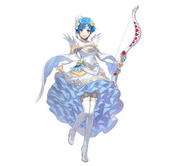  absurdres blue_eyes blue_hair boots bow_(weapon) breasts bride commentary detached_collar dress feather_trim female fire_emblem fire_emblem:_the_binding_blade fire_emblem_heroes full_body hair_ornament hakou_(barasensou) high-low_skirt high_heel_boots high_heels highres holding holding_bow_(weapon) holding_weapon layered_skirt looking_at_viewer medium_breasts official_art open_mouth shanna_(bridal)_(fire_emblem) shanna_(fire_emblem) short_hair simple_background skirt skirt_hold smile solo standing strapless strapless_dress tachi-e thigh_boots thighhighs weapon wedding_dress white_dress white_footwear 