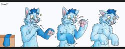  anthro danwolf15 domestic_cat felid feline felis hi_res letterbox loss_of_dexterity male mammal pawpads pink_pawpads solo transformation 