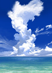  absurdres blue_sky cloud cloud_focus cloudy_sky commentary derivative_work highres horizon light nature no_humans ocean outdoors pajaman reflection reflective_water scenery sky sky_focus summer sunlight water wind 