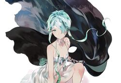  1other androgynous babydoll camisole collar crack cracked_skin crystal_hair expressionless flat_chest ghost_quartz_(houseki_no_kuni) green_hair grey_eyes grey_hair hair_over_one_eye houseki_no_kuni humanization lingerie looking_at_viewer multicolored_hair on_one_knee other_focus panties ribbon ribbon_trim salmon88 see-through short_hair short_hair_with_long_locks sidelocks solo spaghetti_strap underwear white_camisole white_panties 