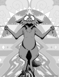  absurd_res canid cloud conditional_dnp empty_eyes fur grey_body grey_fur greyscale hi_res male mammal monochrome river rope rosco_(shadowdog) semi-anthro shadowdog solo teeth wolftacos 